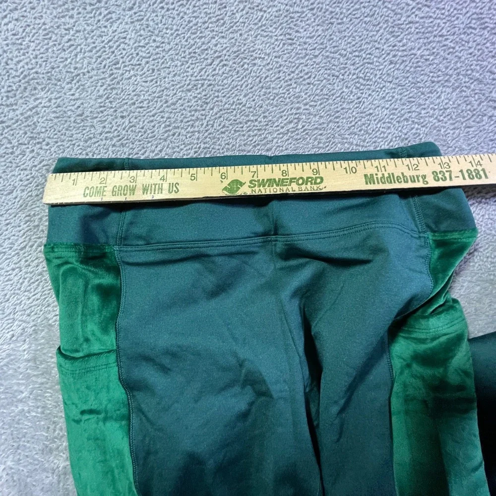 PINK Active Leggings Women's M Medium Green‎ Velvet Side Stripe Athleisure Gym